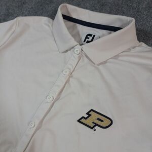 FootJoy FJ Polo Shirt Womens M White Embroidered Purdue Boilermakers Golf